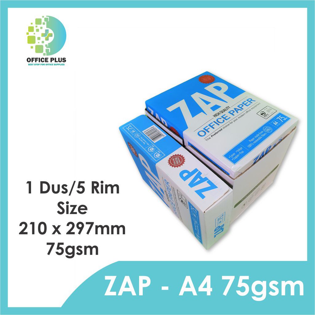 

Kertas Hvs A4 75 Gram - Zap 1 Dus/5 Rim (Khusus Logistik)