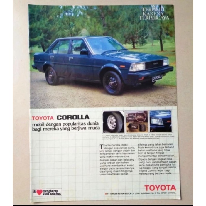 Iklan jadul Mobil Toyota Corolla - original dari majalah lama thn 1983