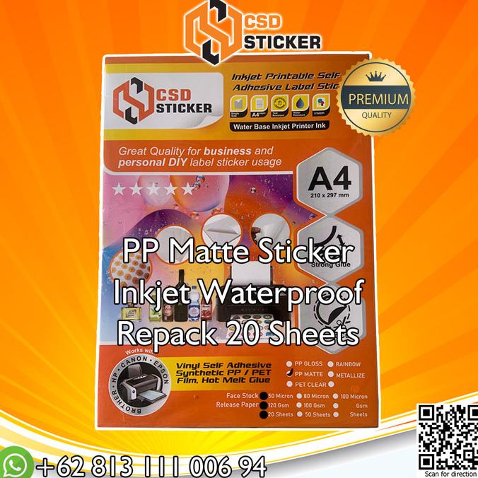 

New Csd Sticker Vinyl Print Inkjet A4 Waterproof Stiker Anti Air Repack 20