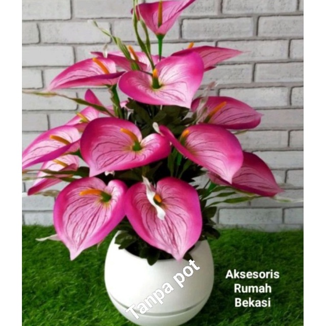 Modern.. GROSIR - Bunga anthurium / Bunga Lilly artificial 18 kuntum tanpa pot