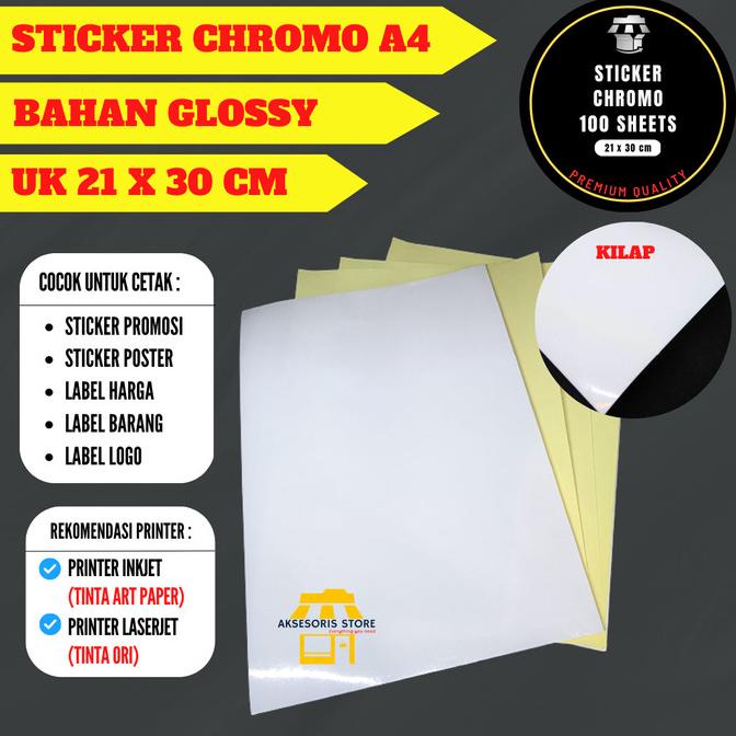 

6,6 Kertas Sticker A4 Isi 100 Lembar / Stiker Label A4