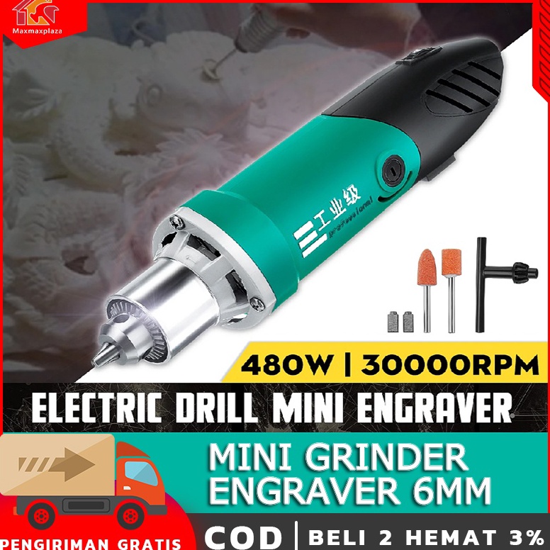 HARGA TERMURAAH. Mini Engraver 6mm Mini Grinder Blister Tuner Bor Ukir Grafir 480w Penggiling Listri