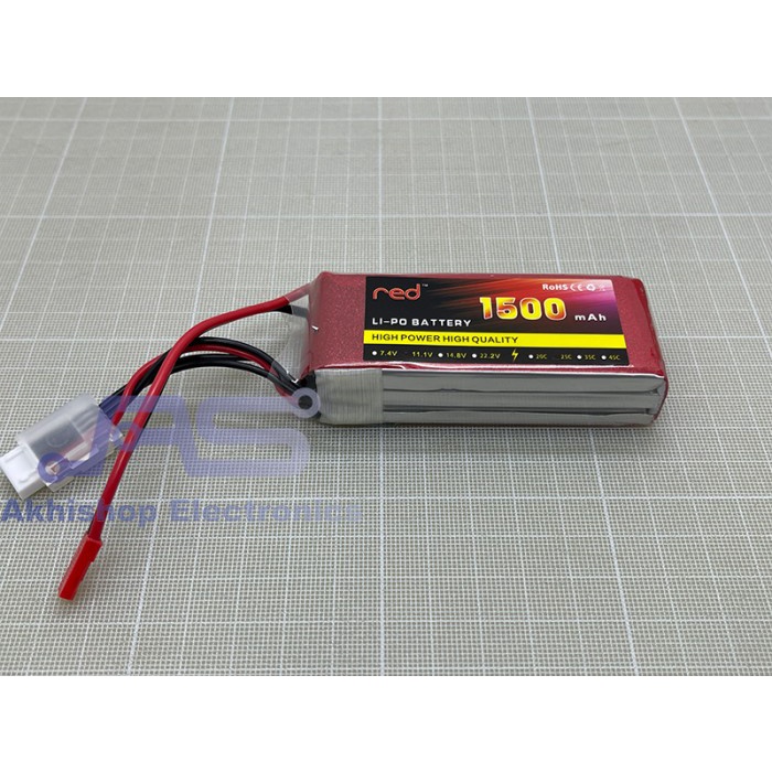 nice Red Lipo Battrey 1500mah 3S 25C JST