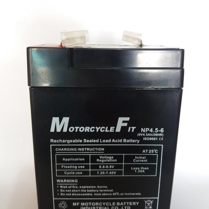 Aki 6 Volt 4.5 Ampere Asli Motorcycle Fit Original