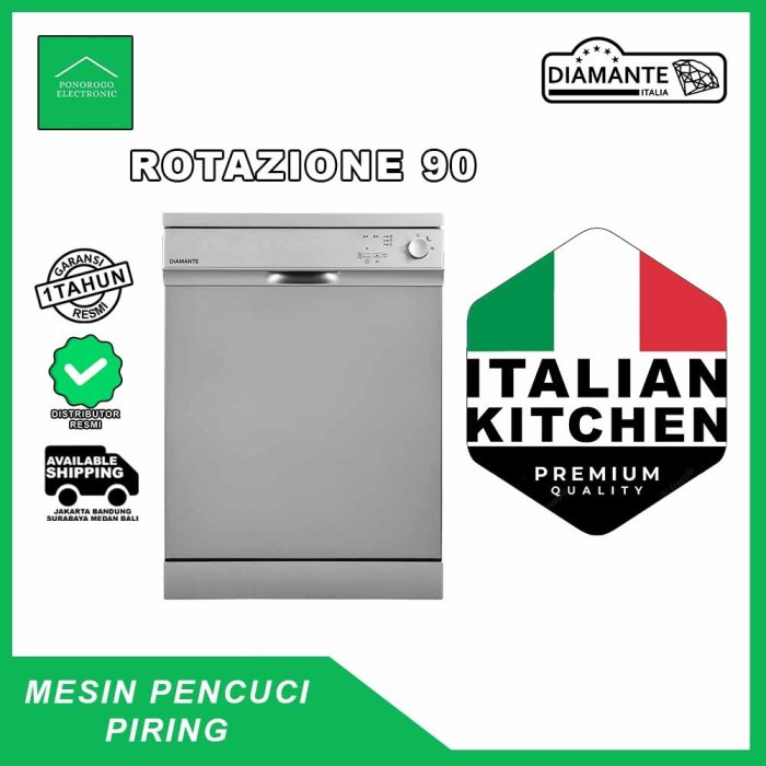 Terlaris Diamante - Dishwasher Rotazione 90 / Mesin Pencuci Piring Otomatis