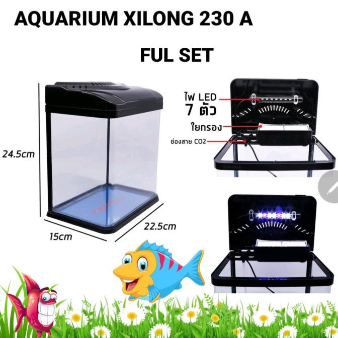 (JUAL) AQUARIUM BENDING MINI TANK FUL SET XILONG 230 A Murah 044