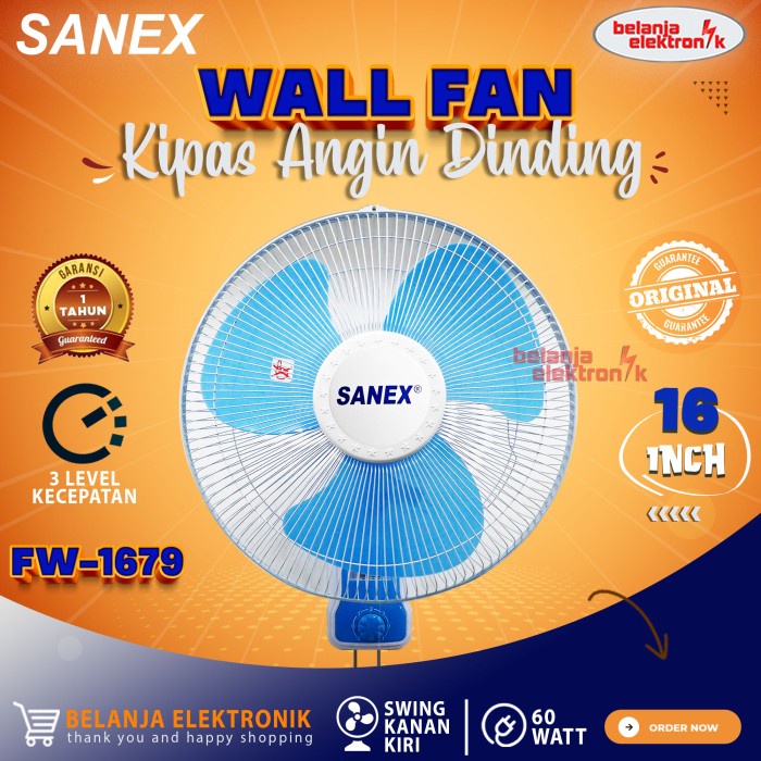 KIPAS ANGIN DINDING TEMBOK SANEX WALL FAN 16 INCH