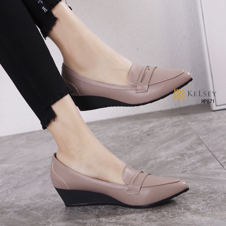 Tren Terbaru.. (GRATIS ALAS KAKI) Kelsey Sepatu Pantofel Wanita Kulit Kerja Kantor Formal HP871