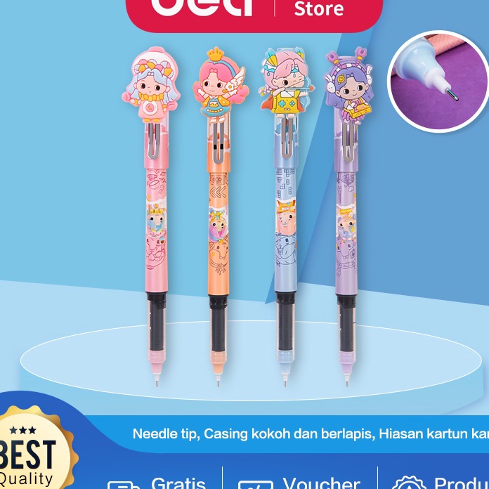 

✯ MMMM 5176 Deli Roller Pen / Roller Gel Pen / Pulpen Roller Tinta Hitam 0.5mm Desain Kartun Lucu S1651 ✓ ﾐ