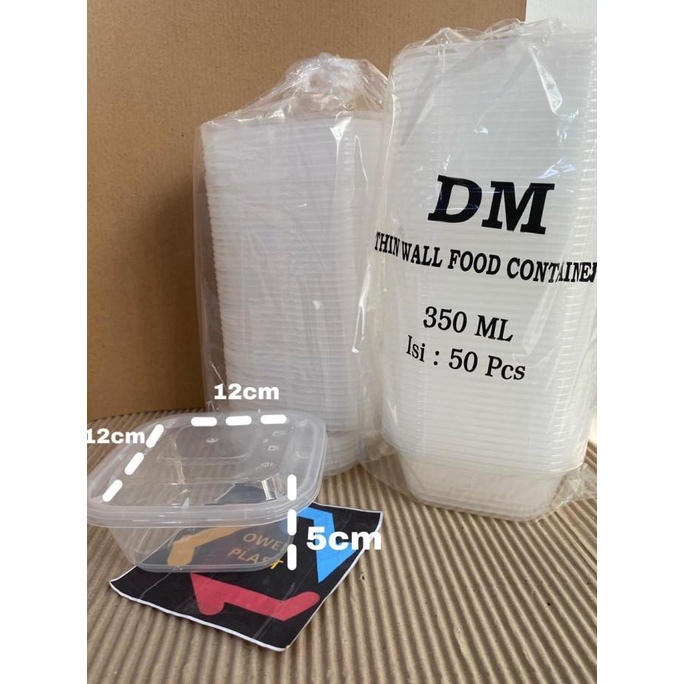 Terbaru Thinwall Merek Dm Sq Kotak Kecil/Kotak Makan Plastik 350Ml Isi 50 Set