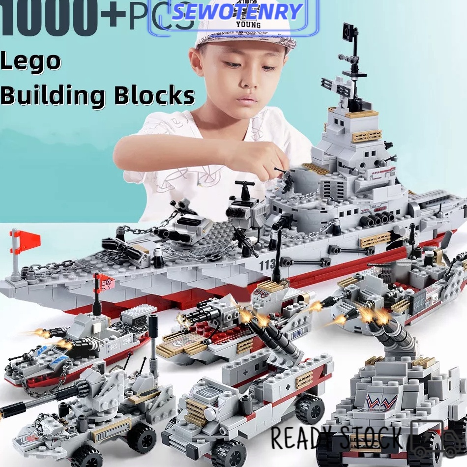 Booming.. 【COD】Mainan Blok 1000Pcs Kapal Penjelajah Brick Set Mainan Anak Laki Laki