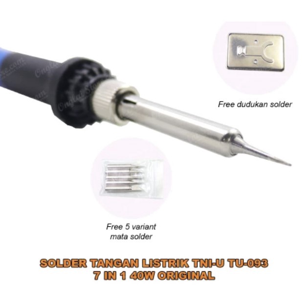 REKOMENDASI. TNI-U TU-093 SOLDER TANGAN / SOLDER LISTRIK 40W FREE 1 SET MAYA SOLDER 7 IN 1 ORIGINAL