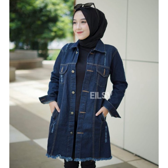 MJTX5099 Dijamin Ori jaket jeans/jaket denim/midi dres/jaket tunik hijab/gamis levis
