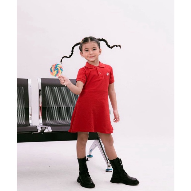 Harga Termuraah Baju Anak Polo Dress Anak Perempuan Premium Little Warren Red ( Kaos Polo Anak )