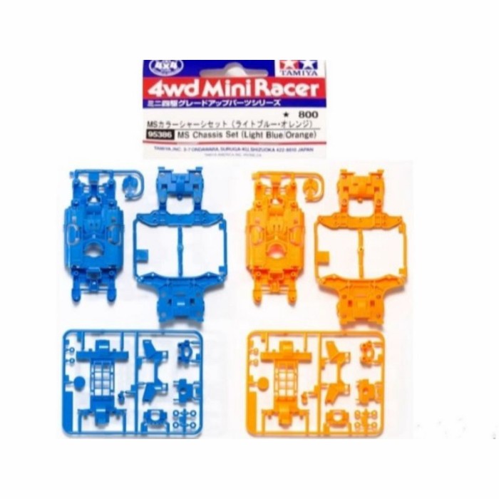 New Tamiya 95386 Ms Chassis Set (Light Blue/Orange) _.