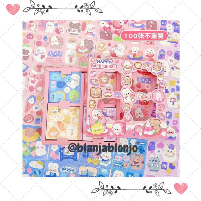 

Sticker Momo Box (100 pcs) Glitter Aesthetic Tahan Air