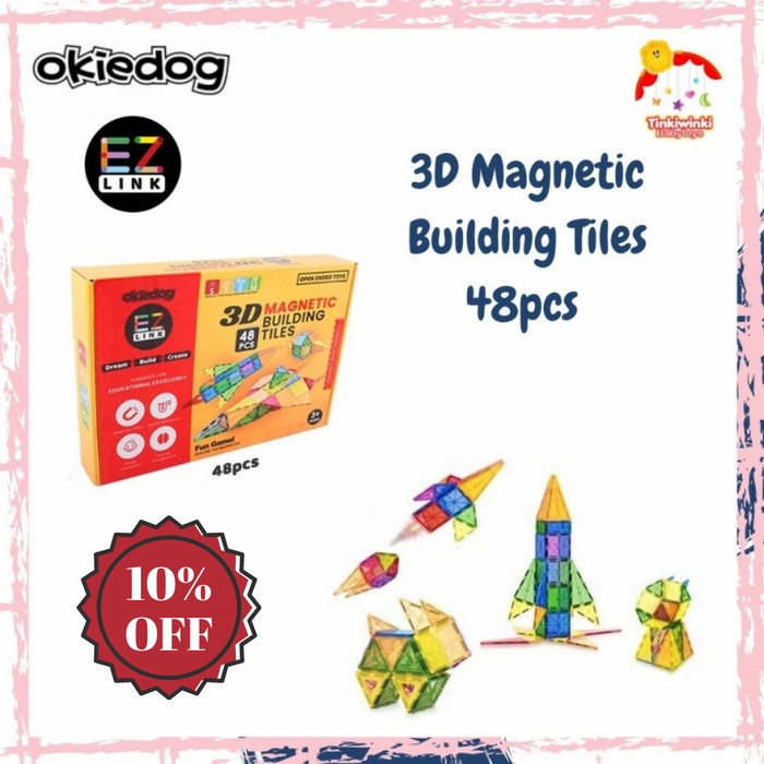 Okiedog Ezlink 3D Magnetic Building Tiles 48Pcs
