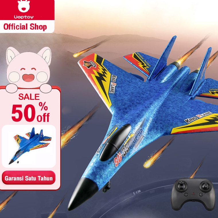 MENARIK. Uoptoy Jojotoy Mainan Pesawat Terbang Remote Control Led Pesawat Glider Airplane Foam SU35 