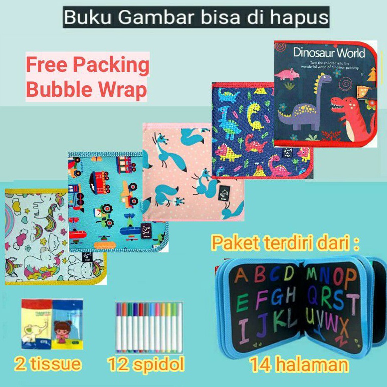 

[PROMO BDH0] Buku Gambar Ajaib Bisa Dihapus Ringan dan Portable 14 Halaman, 12 spidol, 2 tissue Order Now