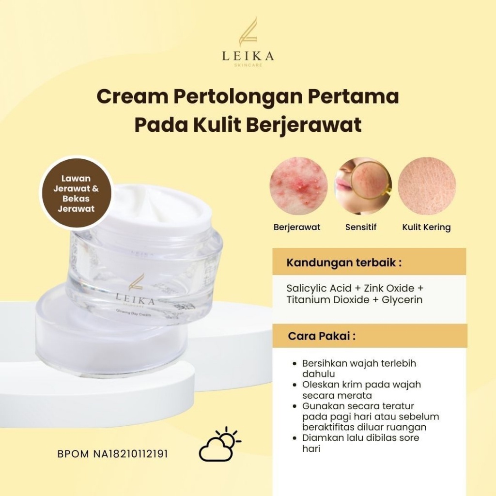 Ampuh Ghilang Jerawat Pria Permanen Obat Ghilang Jerawat Bog Bruntusan Leika Skincare Krim Siang