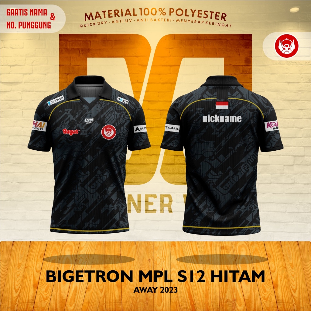 CVK JERSEY KAOS BAJU ATASAN SUPORTER BIGETRON MPL S12 HITAM FREE NICKNAME P1H