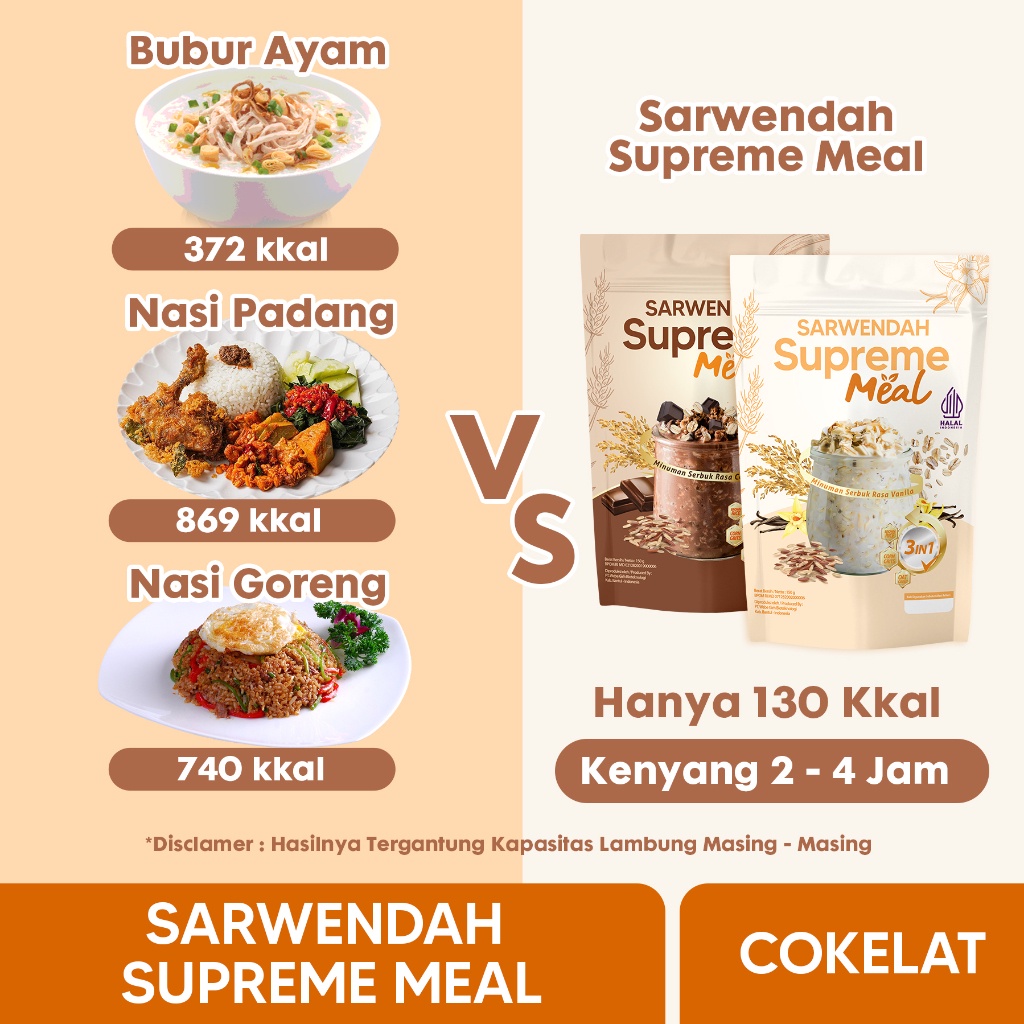 

2 Pcs Supreme Sarwendah Meal / Meal Oat Gganti Sarapan Bpom