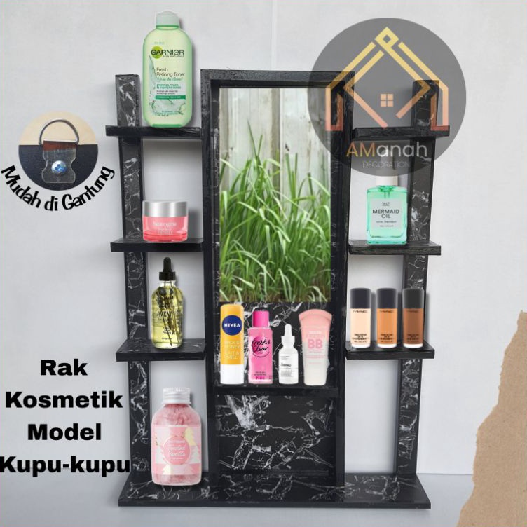 Terlaku. [COD] RAK KOSMETIK 2 TIANG MINIMALIS MODEL KUPU2 - RAK HIAS GANTUNG RAK KOSMETIK MINIMALIS 
