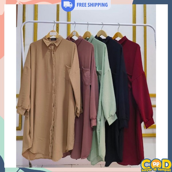 Atasan Tunic Kuliah Atasan L0Ong Dresh Midi Dresh Premium Dress Pakean Gamis Tunikk Long Panjang Lon