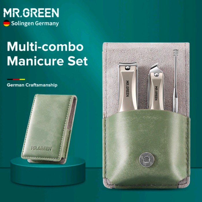 Terlaris Mr.Green Manicure Set Stainless Portable Nail Clipper Emerald Green
