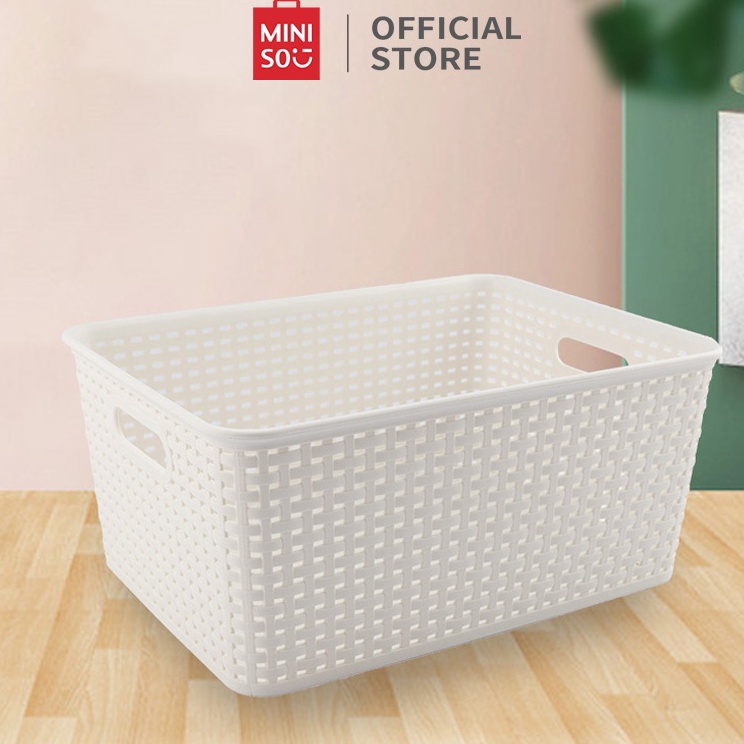 Real produkMm3M7 MINISO Keranjang Penyimpanan Serbaguna Keranjang Susun Keranjang Make Up Kosmetic S