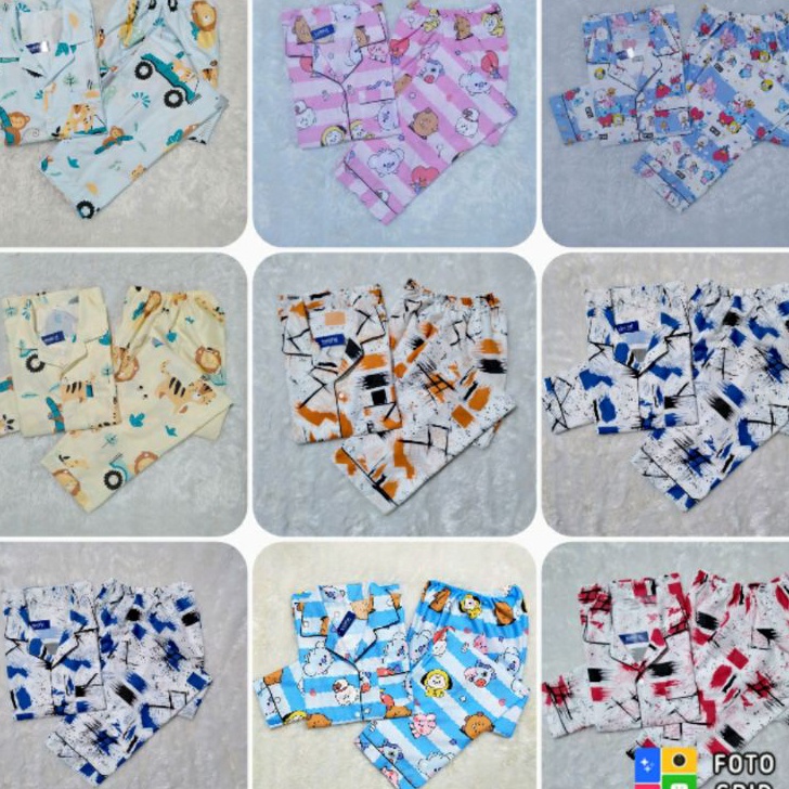 Stok Baru VeriFel Piyama Print Baju Tidur Cowok/Cewek Remaja/Dewasa/Jumbo Motif Abstrak/BT21  Katun 