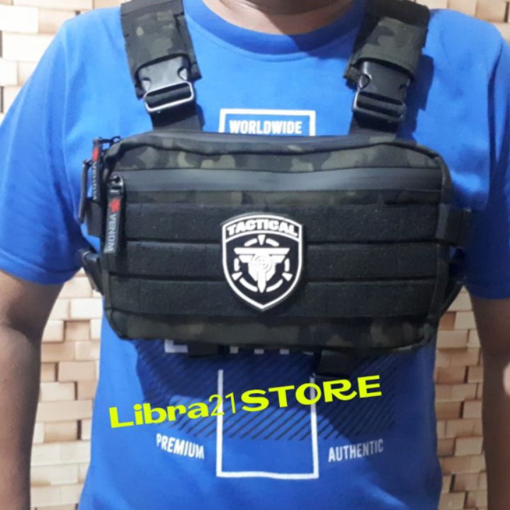 Ready Tas Dada Venom / Chest Bags Army / Tas Dada Tactical Multicam Black Terkini