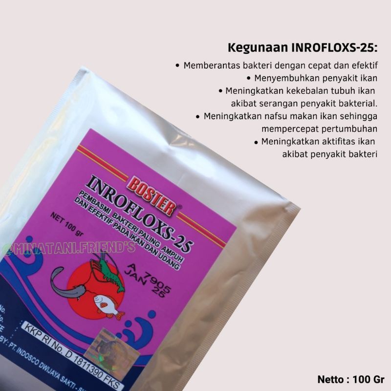 BOOSTER INROFLOK SERBUK 25,obat ikan, obat segala penyakit ikan udang dan lele