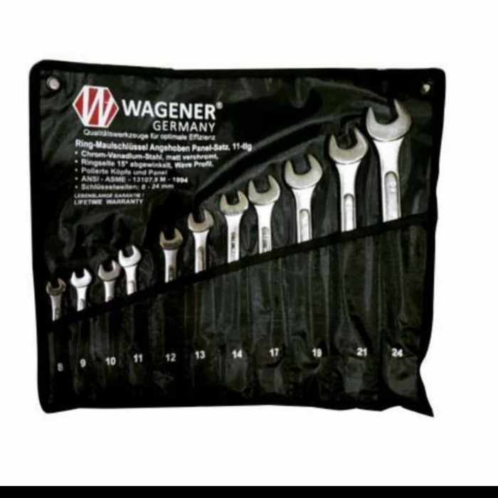 Terlaris Wagener Kunci Ring Pas Set 11 Pcs 8-24 Combination Wrench High Quality
