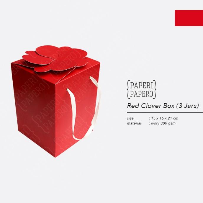 :=:=:=:=] Red Clover Box isi 3 - Kotak Kue Kering Toples 500 Gr Merah Laminating