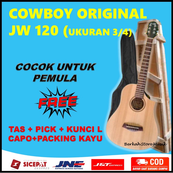 Gitar Akustik 3/4 Cowboy Original Jw-120 Na Ns Untuk Pemula