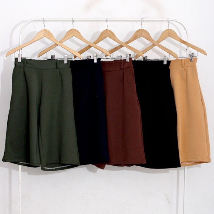 TERBARU Celana Kulot Pendek Wanita Cullote Jeans 3/4 Pinggang Karet Scuba All