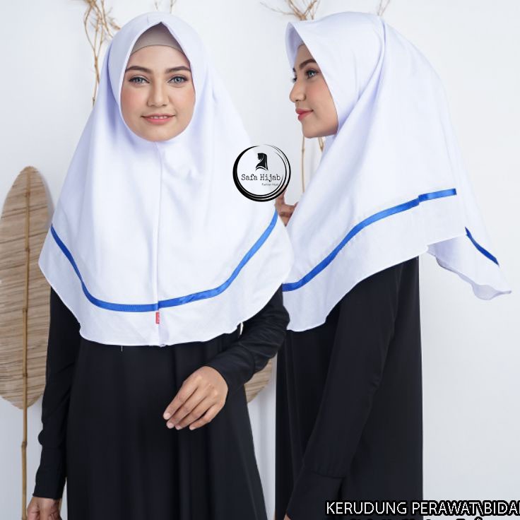 Diskon Kerudung perawat Bidan  hijab segiempat instan bidan perawat Jilbab Sekolah katun polino Dan 