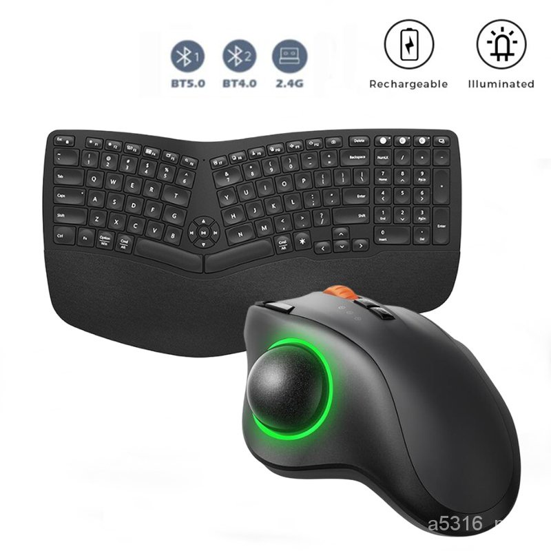 ✅&Mofii Backlit Wireless Ergonomic Keyboard Mouse Comb Bluetooth Ergo Split Keyboard with Wrist Rest