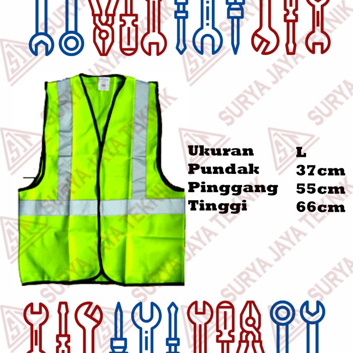Ready  Rompi Safety Hijau / Safety Vest L - XL - XXL - XXXL size