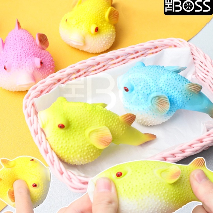 Terkini Mainan Squishy Ikan Puffer Fish Pop it Silicon aman lentur Anti Stress
