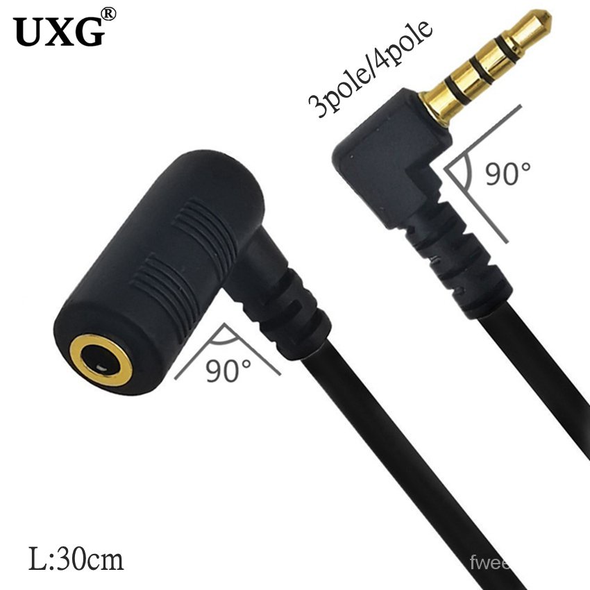 ✅&Double Elbow 90 Degree Right Angled Headphone 3.5mm Extension Cable 30cm Audio Stereo 3.5mm Male T