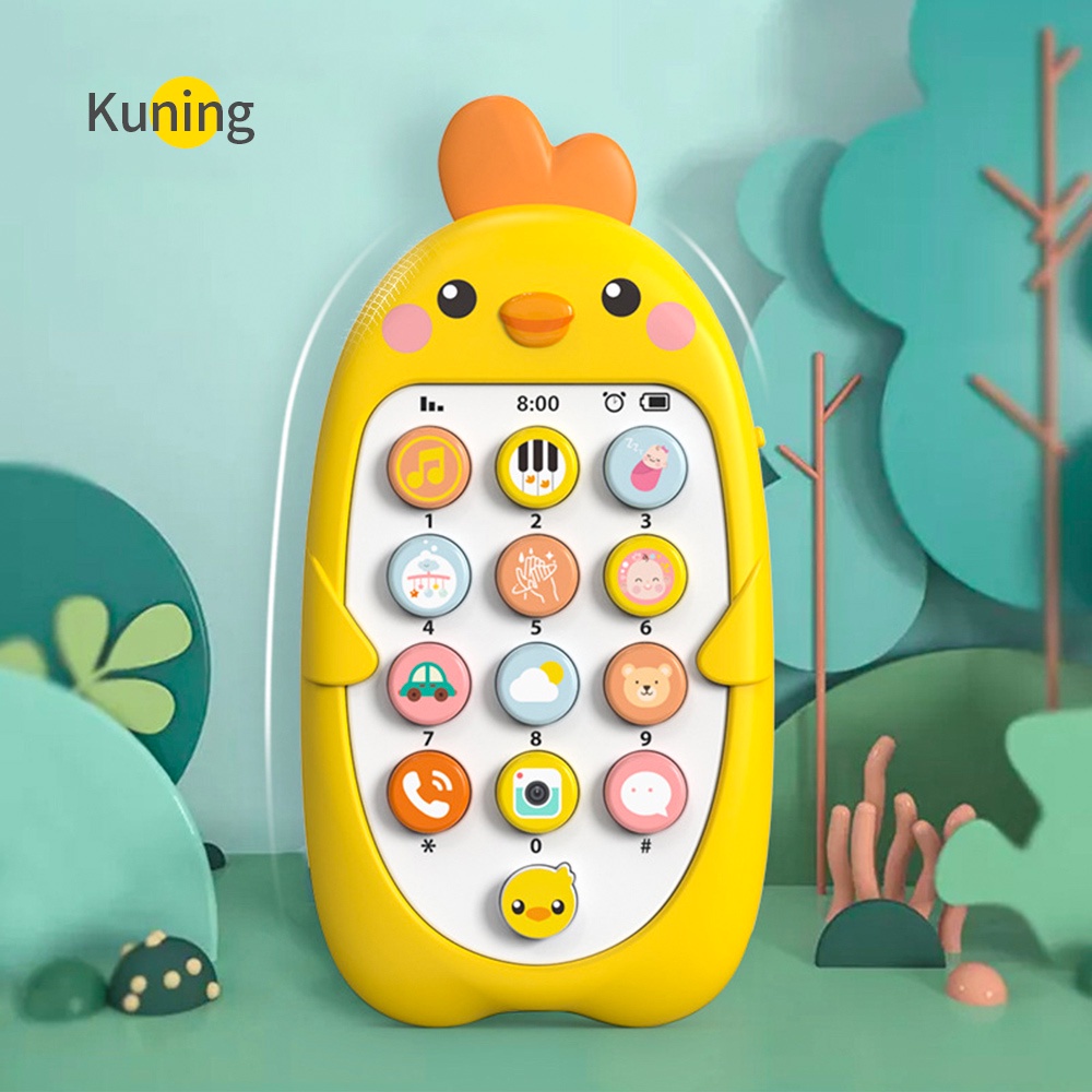 BEVAVAR Mainan Edukasi Ponsel Bayi Mainan Musik Bayi Telepon Handphone Anak-Kuning