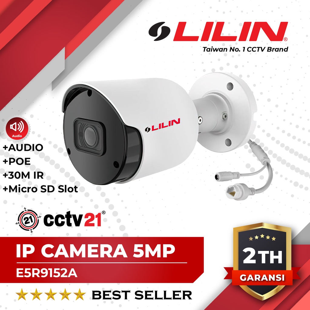 IP Camera / Kamera / CCTV LILIN 5MP IR AUDIO POE Outdoor E5R9152A Garansi 5Th Harga Promo cctv21