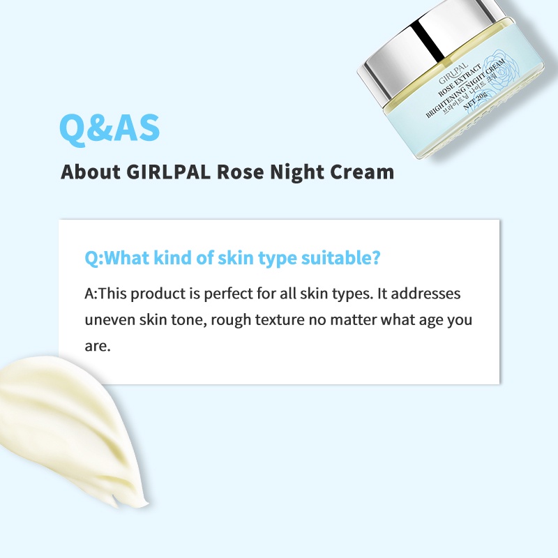 [BPOM] GIRLPAL Rose Brightening Night Cream 20g Vitamin C + Niacinamide Brighty Moisturizer Wajah Glowing Krim Malam