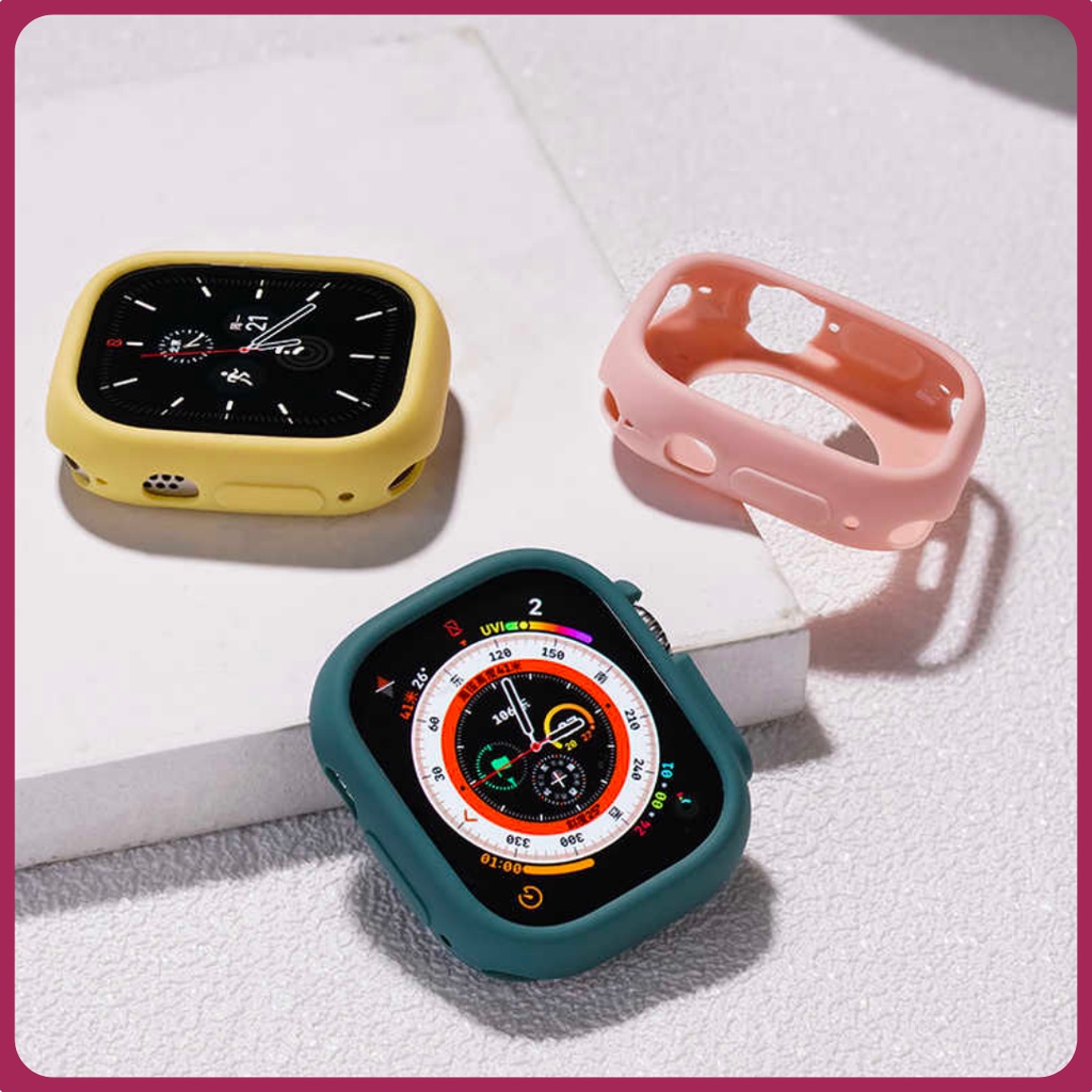 TPU Material Soft Cover hanya untuk AppIe watch Series 8 Ultra 49mm Bumper Smartwatch Soft Bumper Pelindung Bahan Silikon