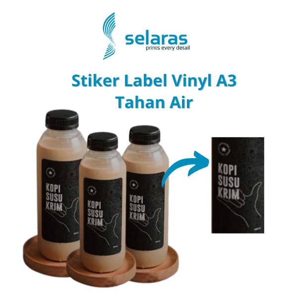 

Cetak / Print Stiker Label Vinyl A3 Tahan Air untuk Kemasan makanan