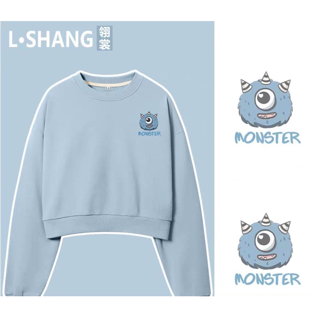 DISNEY MONSTER CUTE SWEATER CREWNECK CROP TOP WANITA (V1)