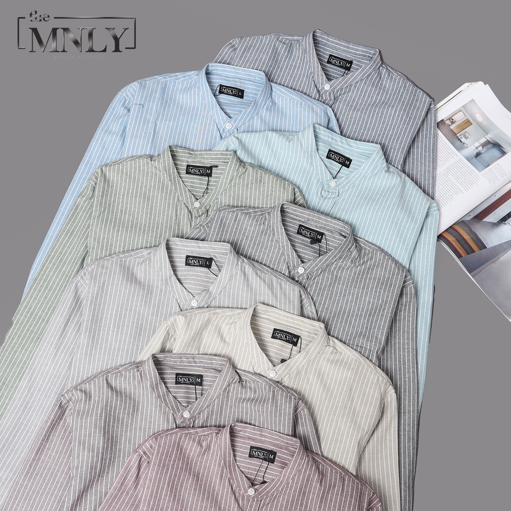 Kemeja Salur Shanghai Lengan Panjang Cotton Premium the MNLY Original