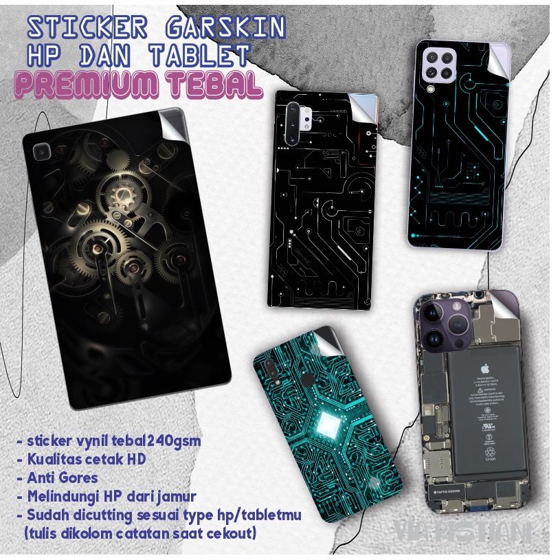 Garskin Skin HP Stiker Anti Jamur Simple Machine Iphone  Vivo Oppo Realme Redmi Samsung Huawei  Samsung  Stiker Pelindung All Type Handphone Tablet Minimalis